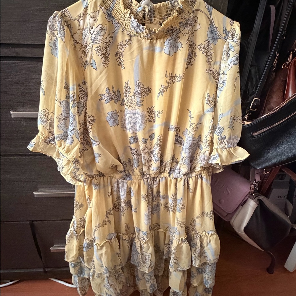 Torrid Yellow and Gray Floral Dress